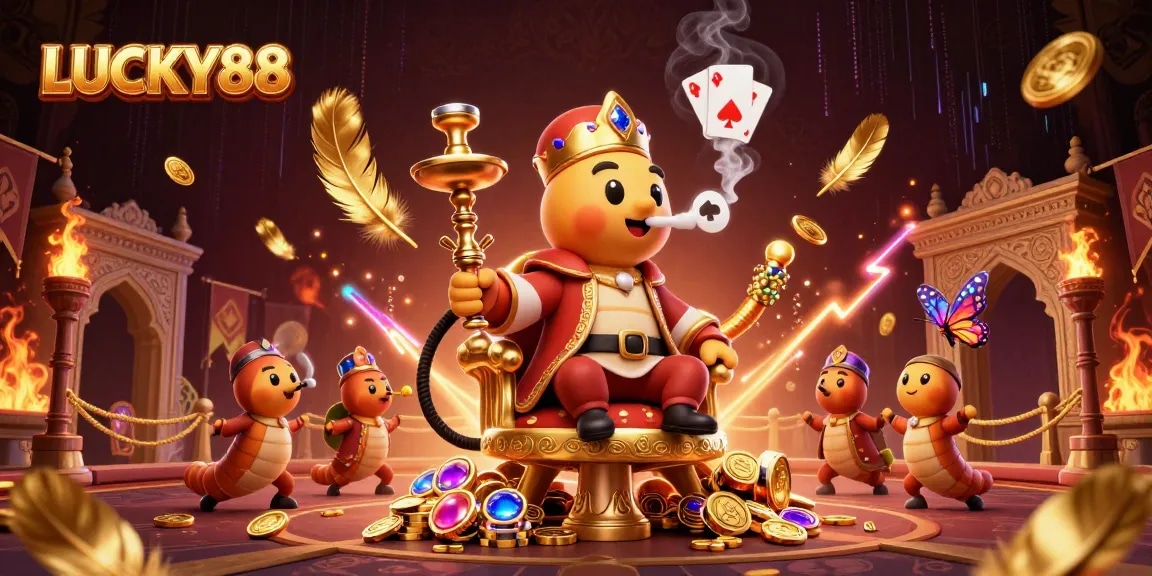 Experience the thrilling gaming world of LUCKY88 with an enchanting 3D illustration featuring casino elements.