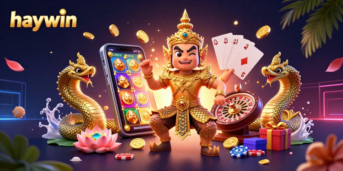 Experience excitement at Haywin with animated slot reels, vibrant casino graphics, and bold gaming action.
