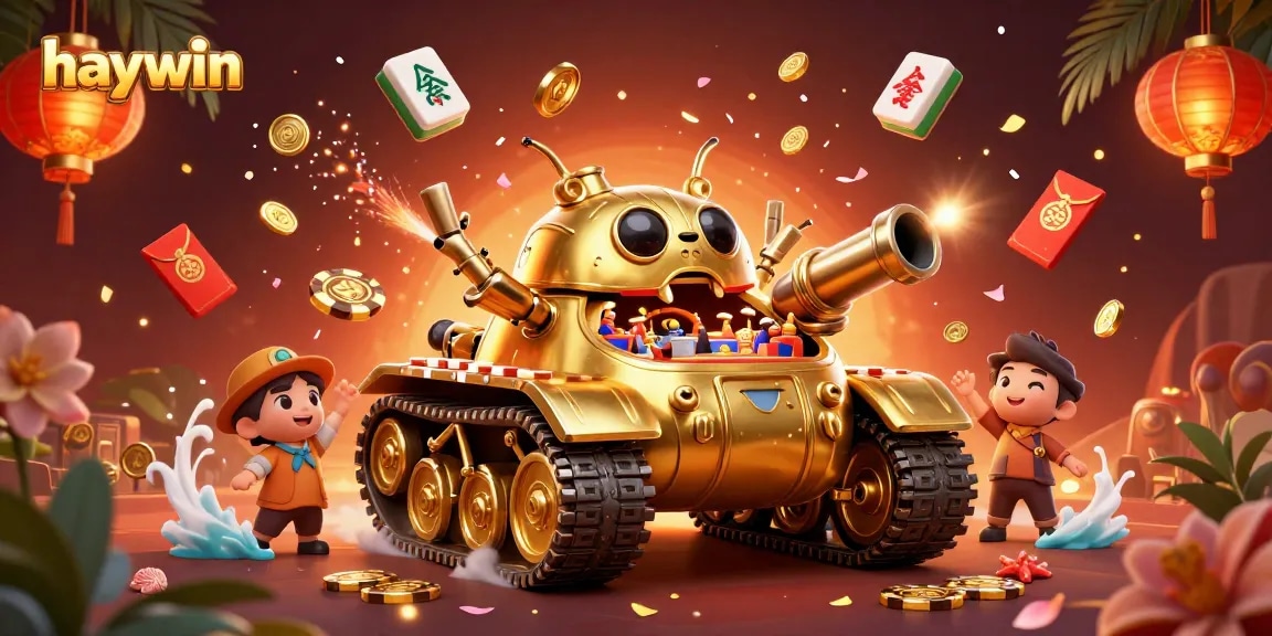 Experience thrilling gaming at Haywin with a dynamic casino scene featuring a golden beetle tank.