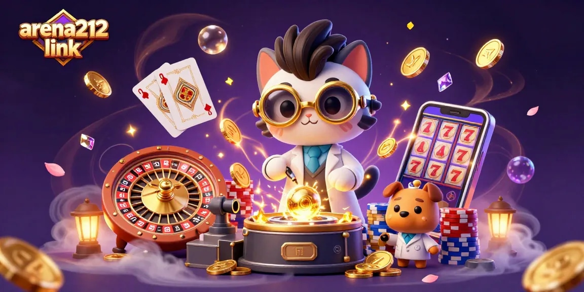 Mencoba peruntungan di arena212 link dengan mesin pencetak koin emas dan kartu royal flush yang bersinar.