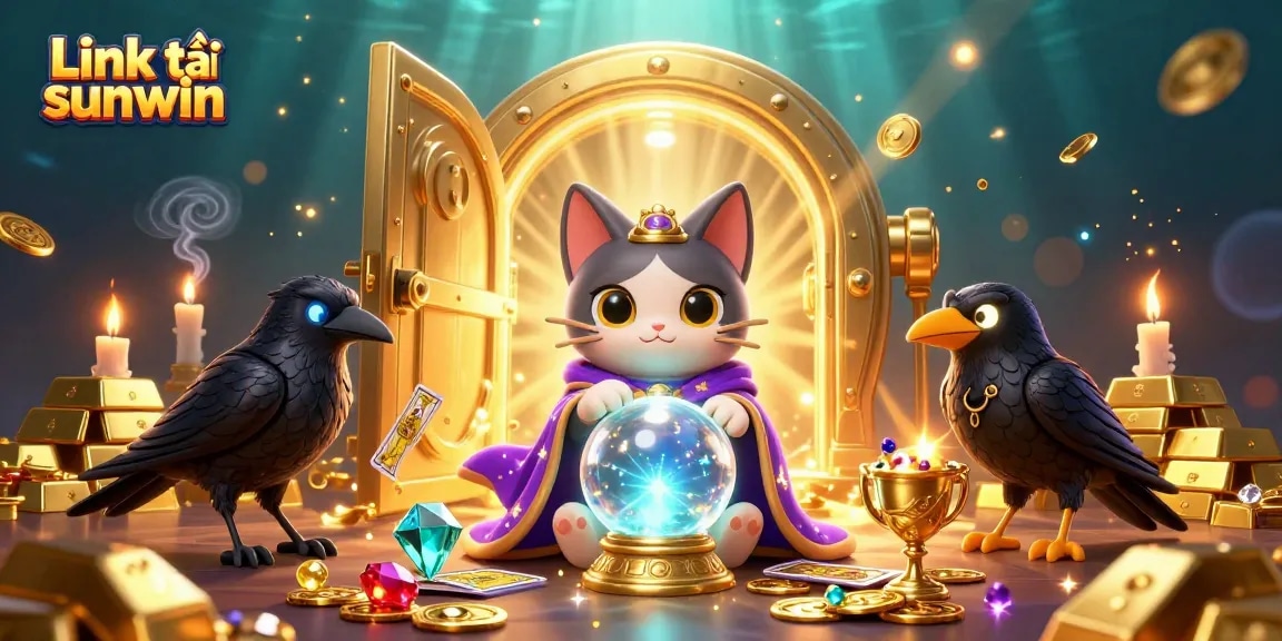 Play and win with the official Link tải sunwin in this captivating casino illustration featuring mystical characters and treasure.
