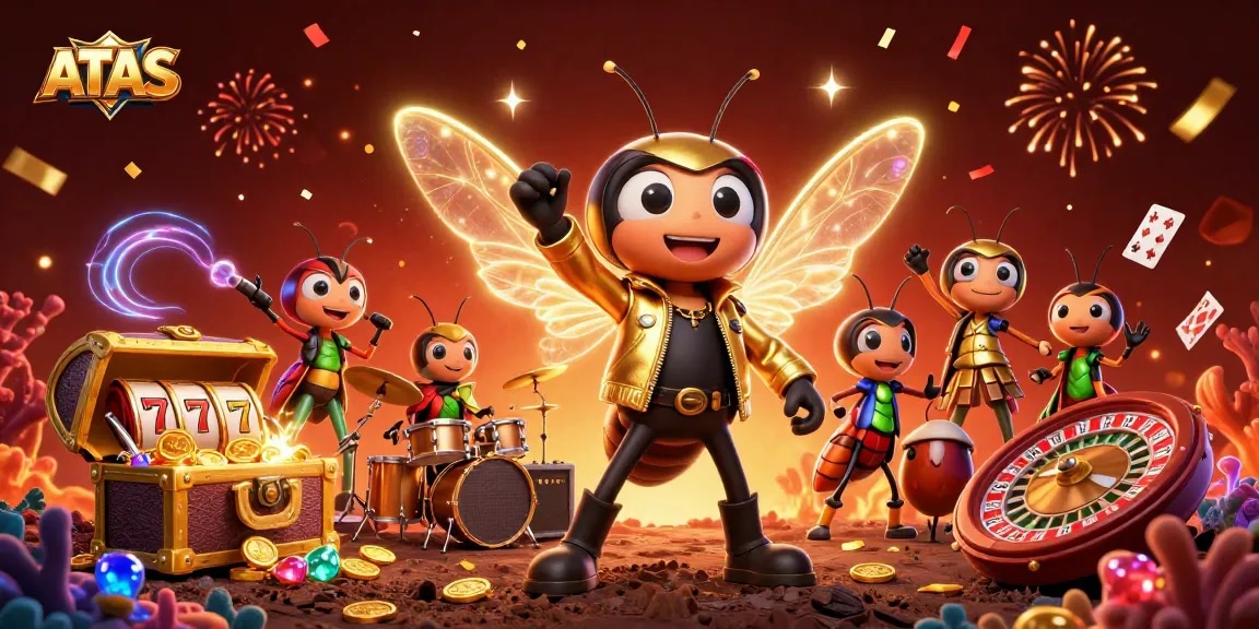 Join the action at ATAS Casino with vibrant characters celebrating a thrilling gambling experience!