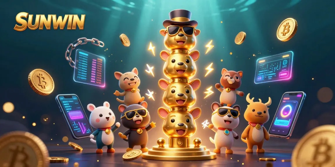 Experience thrilling gaming with SUNWIN's dynamic online casino scene illustrating vibrant 3D elements.