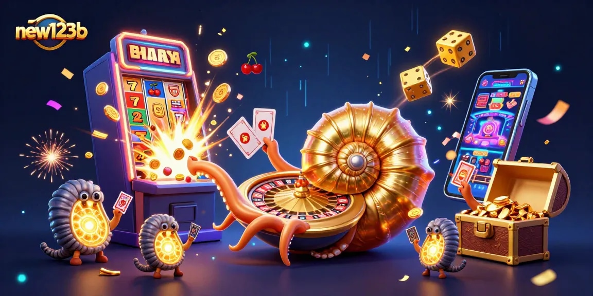 Experience thrilling slots and casino gameplay with new123b through vibrant 3D elements and dynamic gaming visuals.