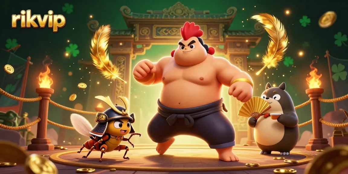 Experience thrilling gameplay at Rikvip with powerful characters in an epic casino fight scene.