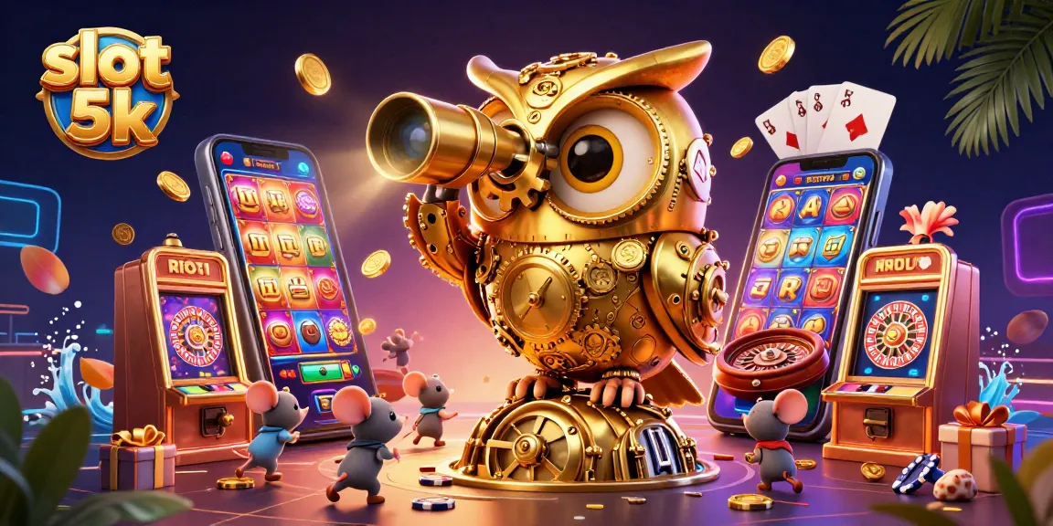 Engage in thrilling slot gameplay at slot 5k with vibrant characters, winning symbols, and dynamic casino elements.