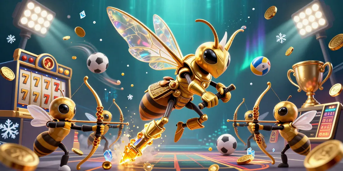 Situs slot showcases a vibrant gaming scene with golden hornet samurai and casino elements, illustrating dynamic gameplay.