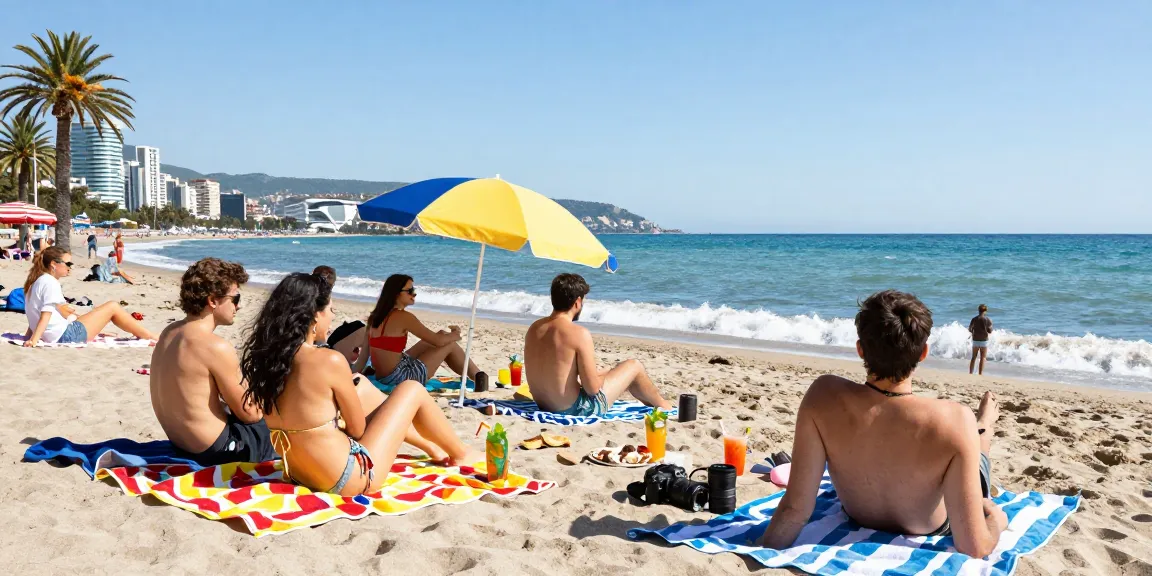 Experience the vibrant essence of Batumi's beach with a lively group enjoying an escort experience, showcasing relaxation and fun in the sun.