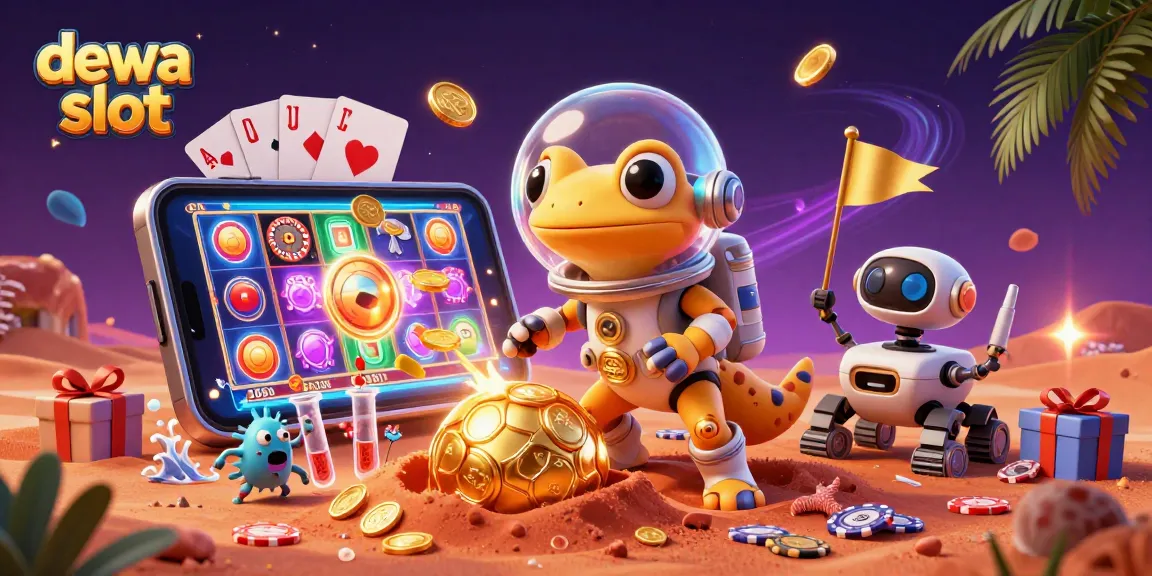 Menggandakan keseruan dalam dewa slot dengan gecko Martian menemukan kasino emas di Mars.
