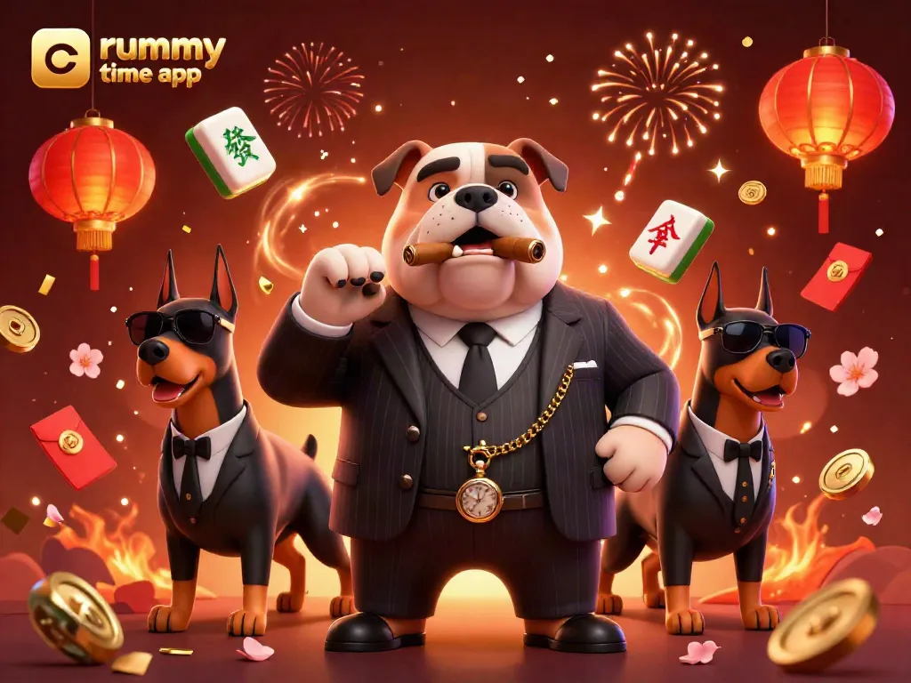 Engage with the rummy time app's thrilling gameplay and vibrant visuals in a casino-inspired scene.