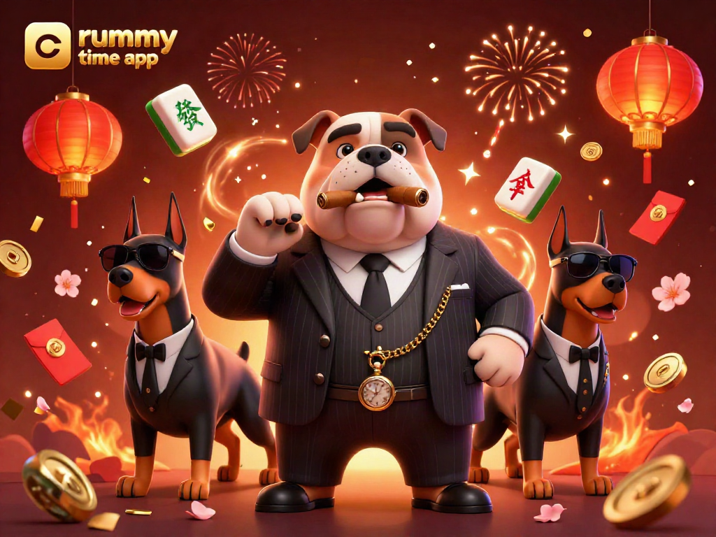Engage with the rummy time app's thrilling gameplay and vibrant visuals in a casino-inspired scene.
