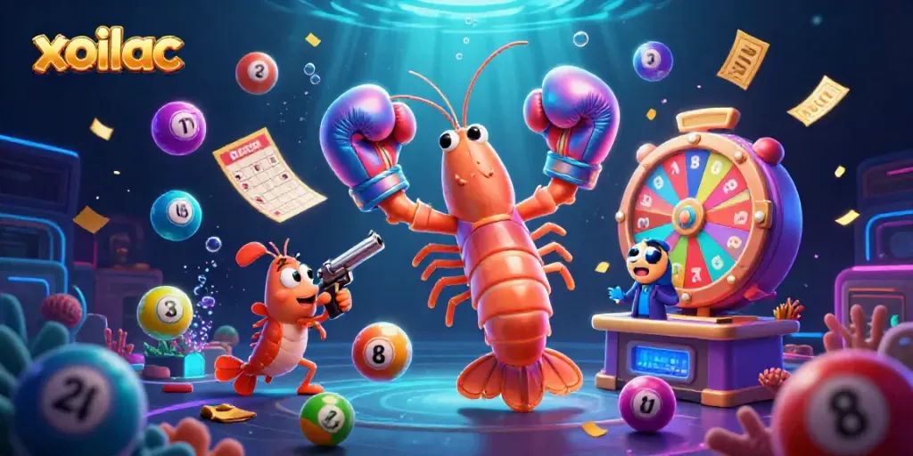 Xoilac offers thrilling lottery experiences with colorful elements and energetic underwater characters.