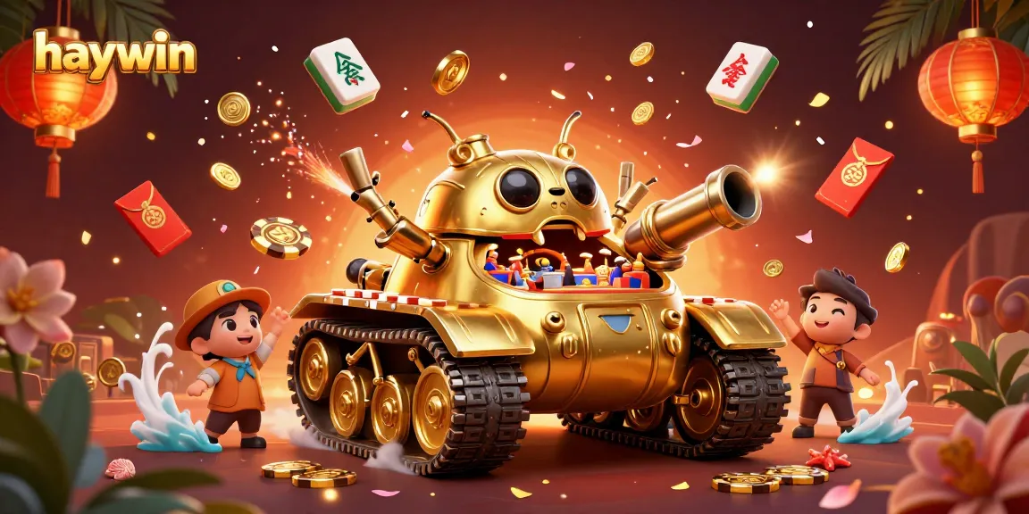 Experience thrilling gaming at Haywin with a dynamic casino scene featuring a golden beetle tank.
