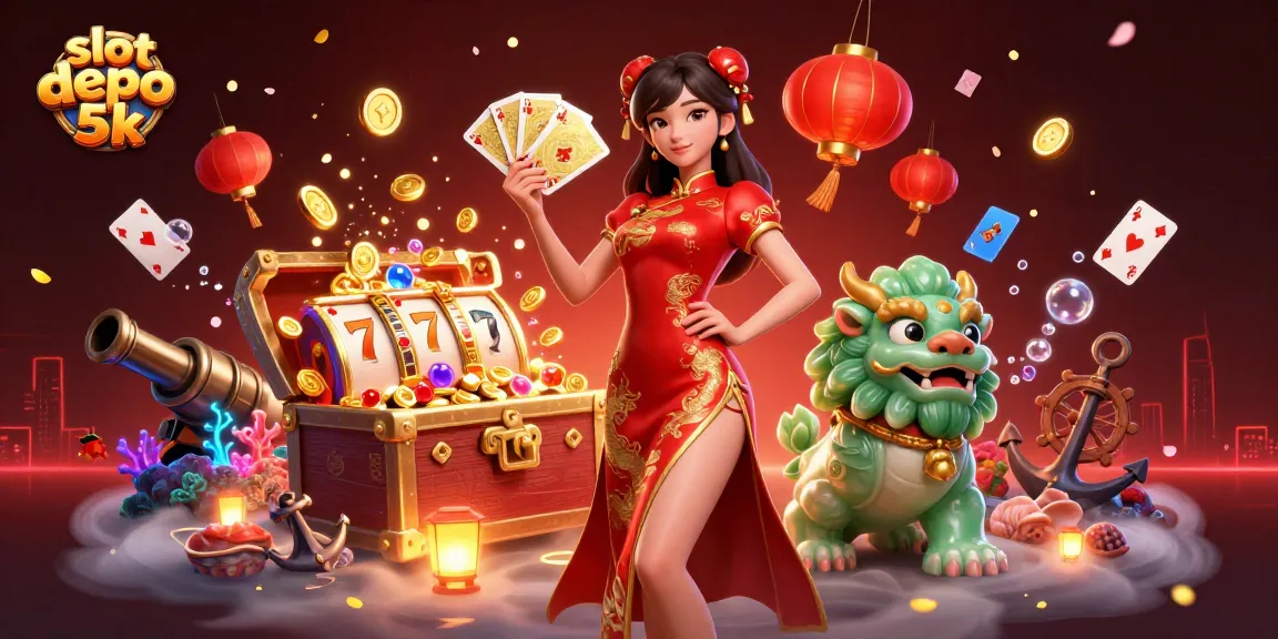 Engage in exciting slot games with slot depo 5k, featuring vibrant characters and dynamic casino elements.