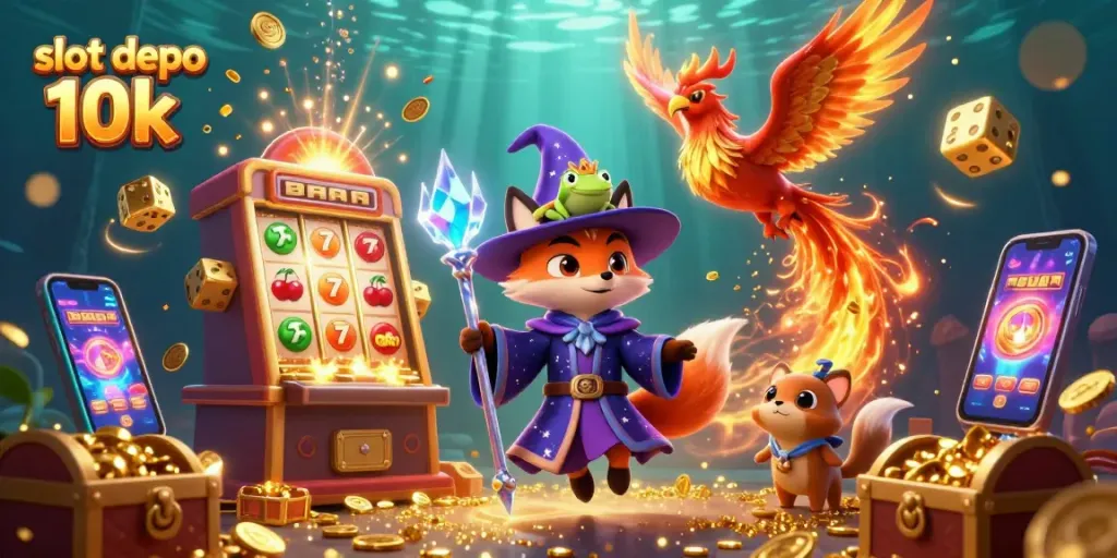 Experience the excitement of slot depo 10k with vibrant characters and casino elements in a rich 3D scene.