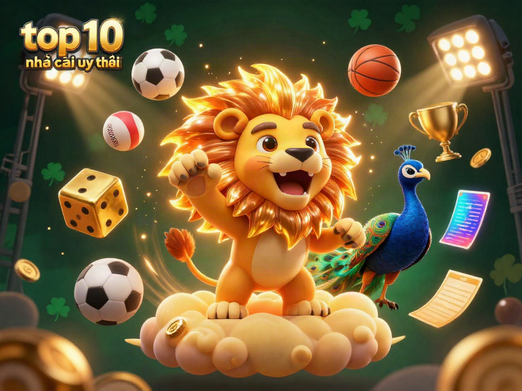 Experience thrilling moments with top 10 nhà cái uy tín in this vibrant 3D casino illustration.