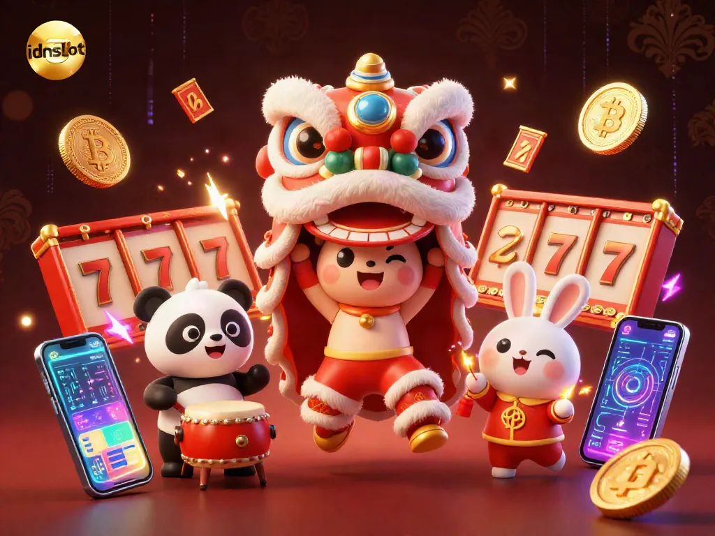Experience the excitement of idnslot with vibrant characters celebrating wins in a dynamic casino scene.