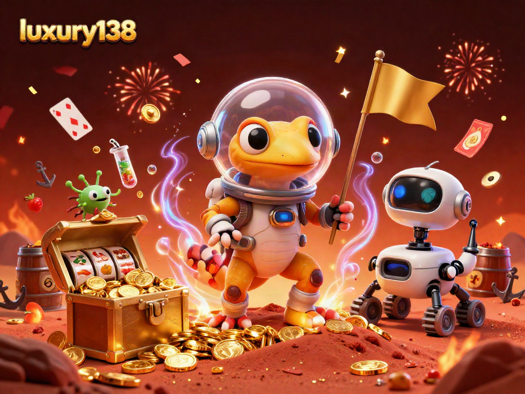 Engage in thrilling wins at luxury138 in a 3D casino adventure featuring Martian characters.
