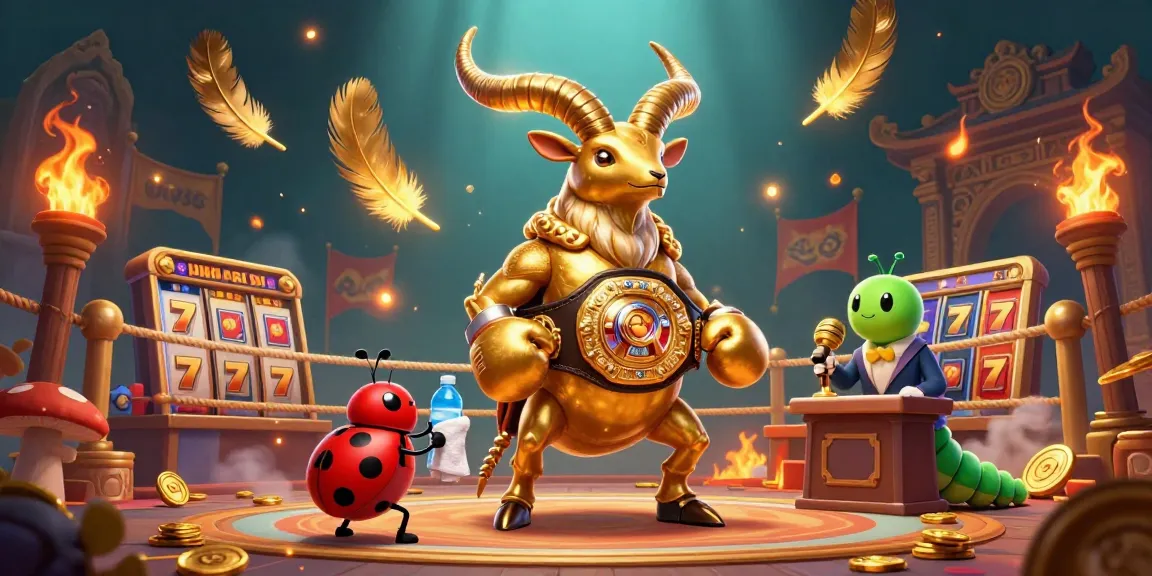 Engage with bro138's vibrant casino battle scene featuring a golden stag beetle and mesmerizing jackpot elements.