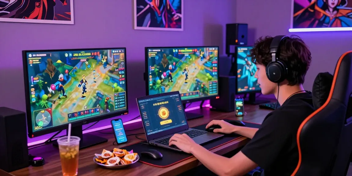Excited player enjoying JaiClub games on laptop with app notifications