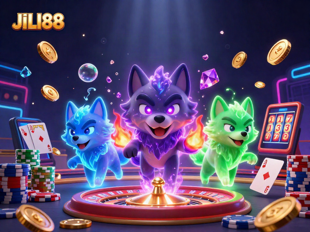 Engage with the thrilling JILI88 casino experience featuring captivating wolf spirits and vibrant gaming elements.