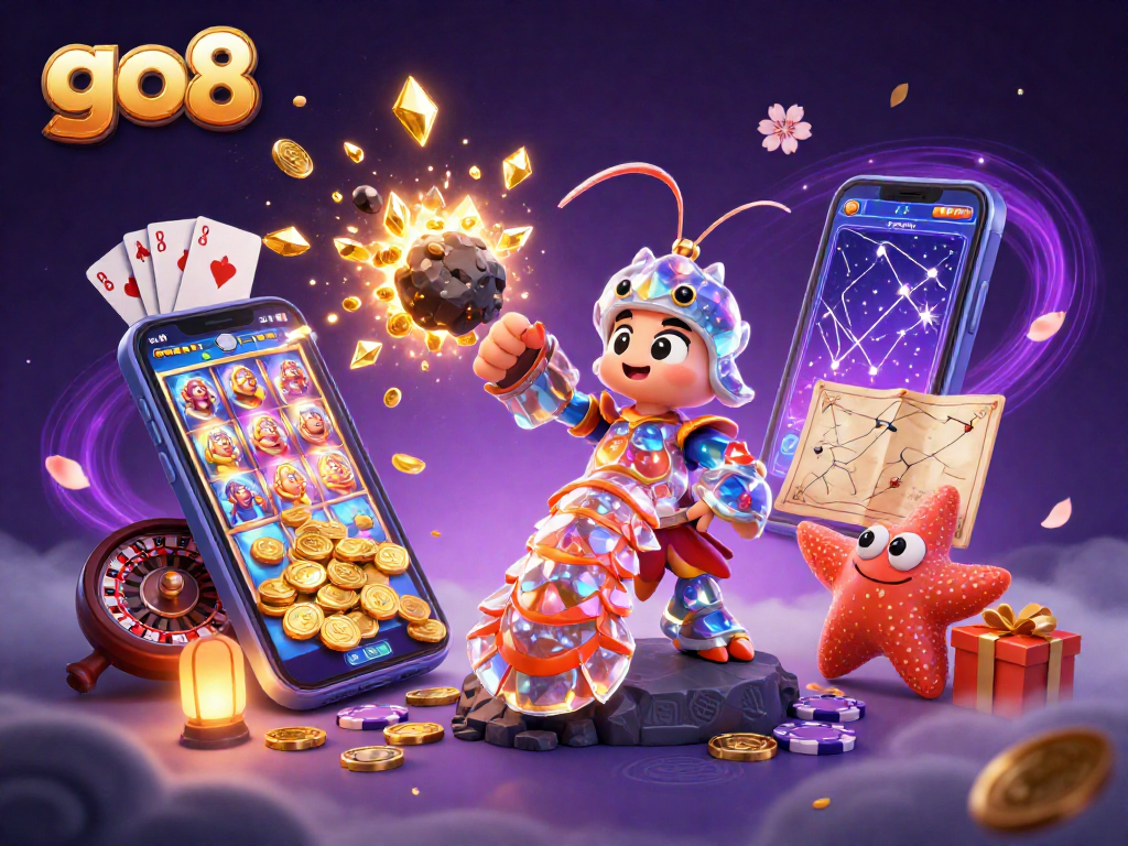 Experience the excitement of go8 with a galactic samurai shrimp amidst stunning casino games.