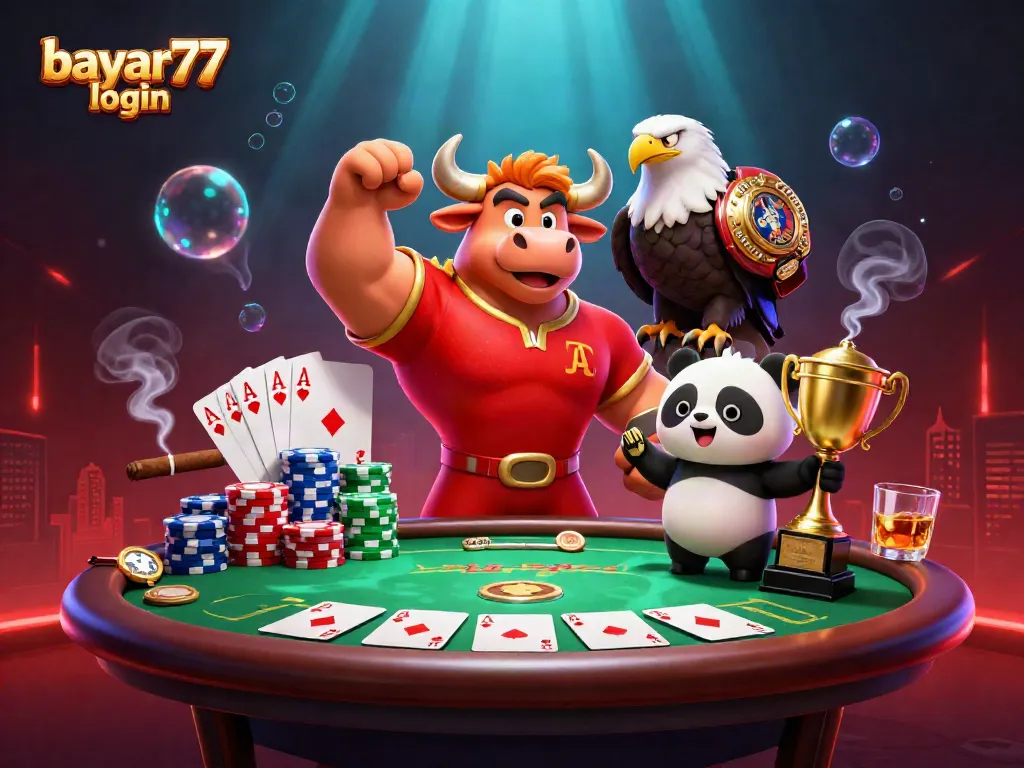 Experience seamless gaming with bayar77 login, featuring a vibrant casino scene with energetic characters and gaming action.