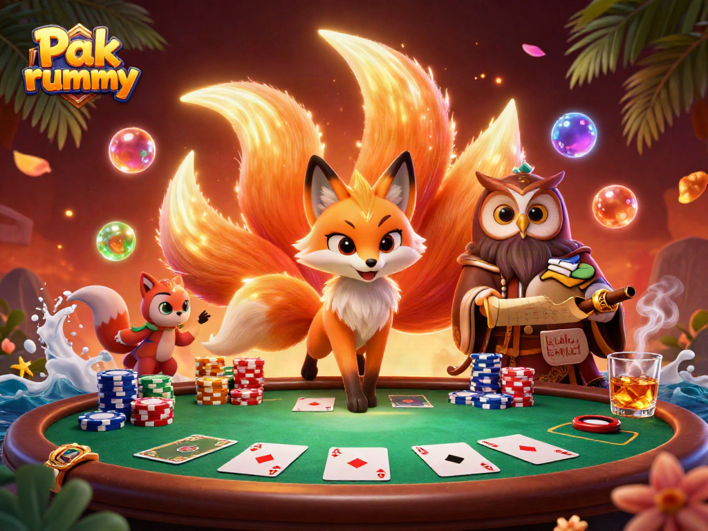 Experience the thrill of Pak rummy with engaging characters and vibrant casino elements.