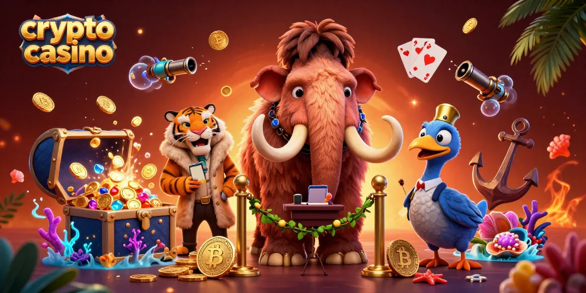 Experience the excitement of a crypto casino with vibrant characters and elements.