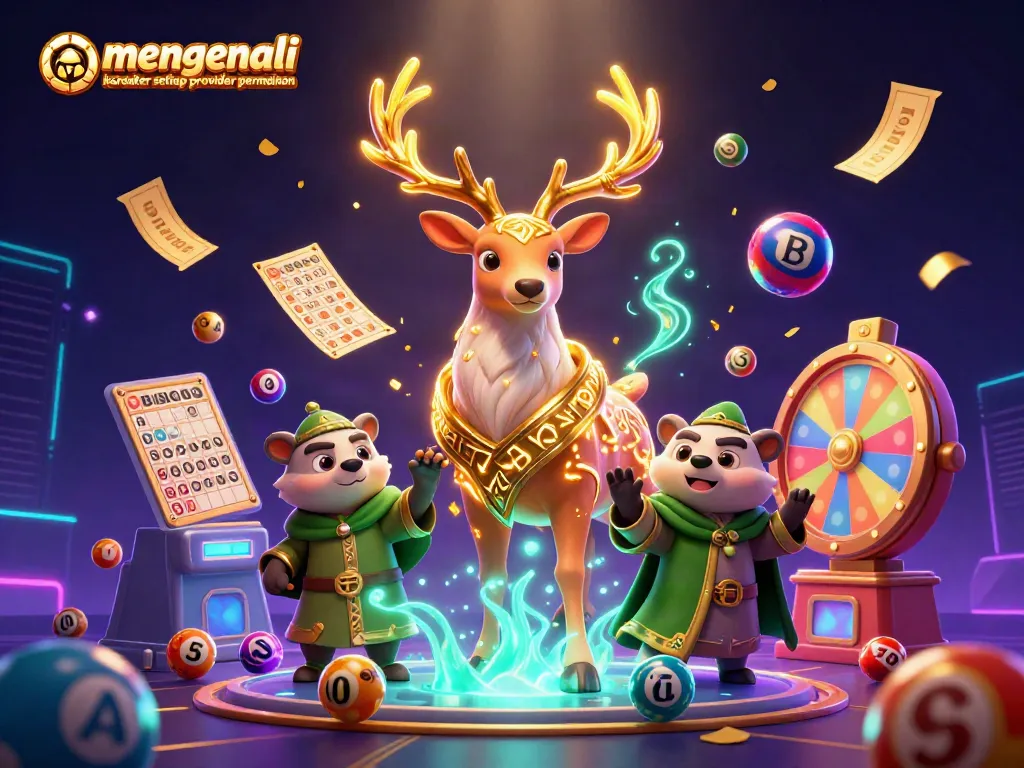 Mengenali karakter setiap provider permainan dengan ilustrasi kasino yang kaya warna, laga simbol lotre dan suasana casino.