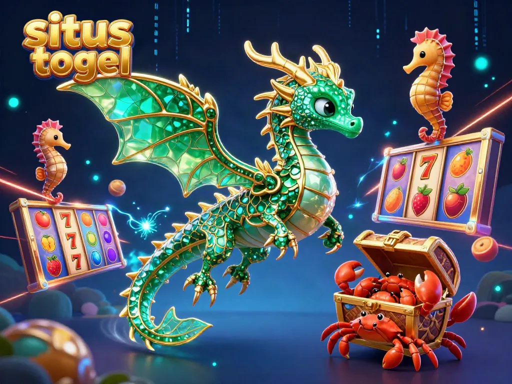 Experience the thrill of situs togel with a vibrant sea dragon and casino elements in this dynamic illustration.